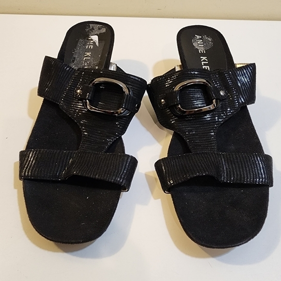 Anne klein Teela Iflex Black Slides Sandals size 9.5 M - Picture 2 of 14
